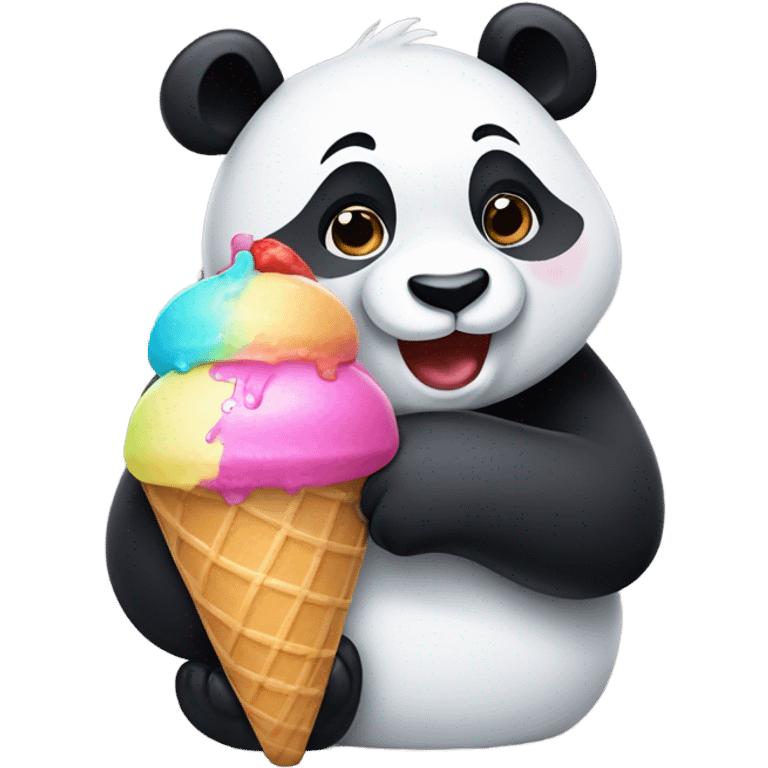 Panda eating ice cream emoji