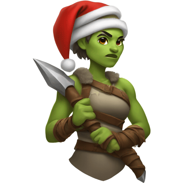 orc female warrior with santa hat emoji