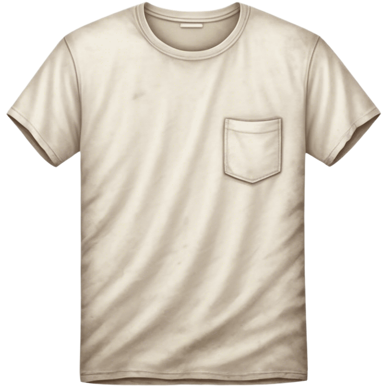 A white T-shirt with visible dirt stains, smudges, and wrinkles. The fabric looks worn and slightly discolored, giving it an unclean appearance emoji