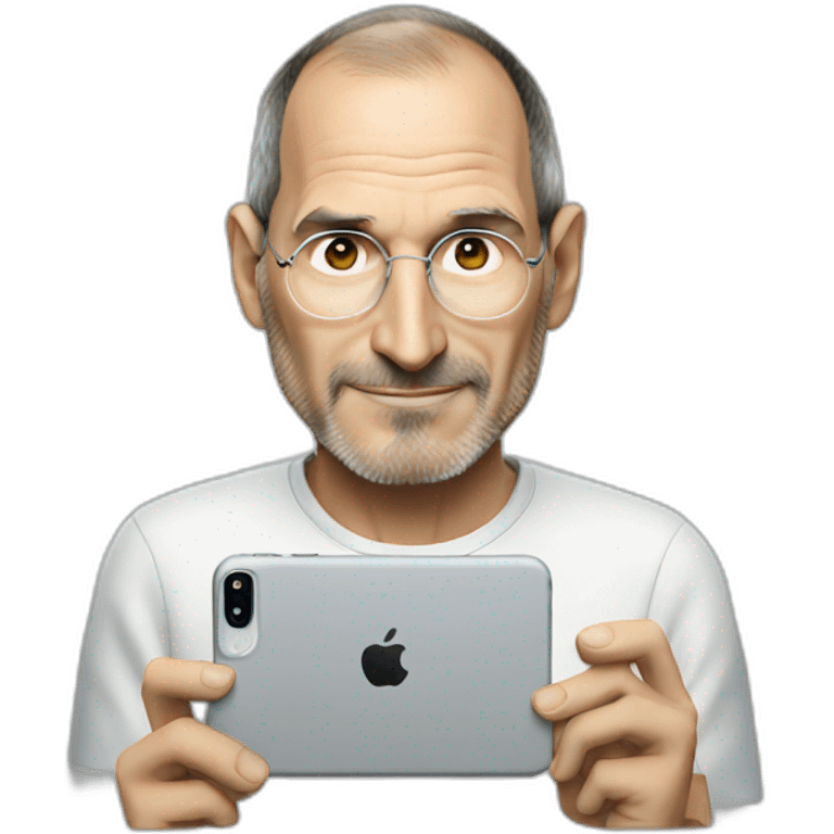 steve jobs using an iphone emoji