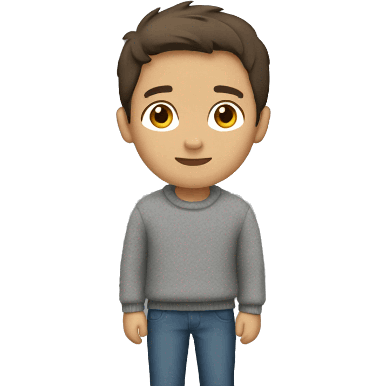 winter, christmas, hispanic, short brown hair, boy, brown eyes, child, full body, grey sweater emoji