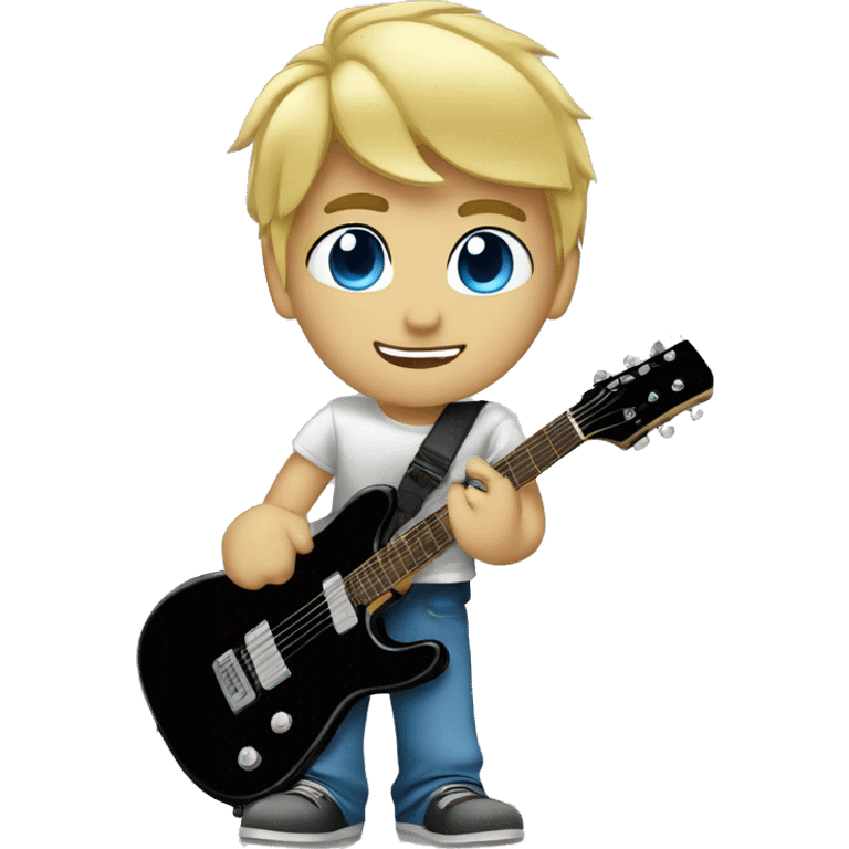 blond boy blue eye play rock guitar energic emoji