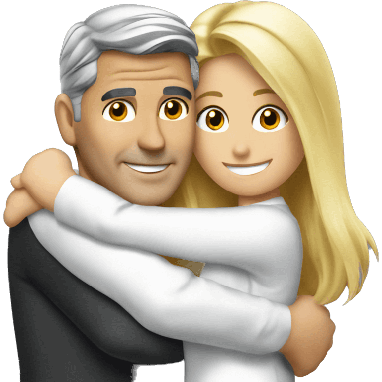 Hug hug hug George Clooney and blonde woman  emoji