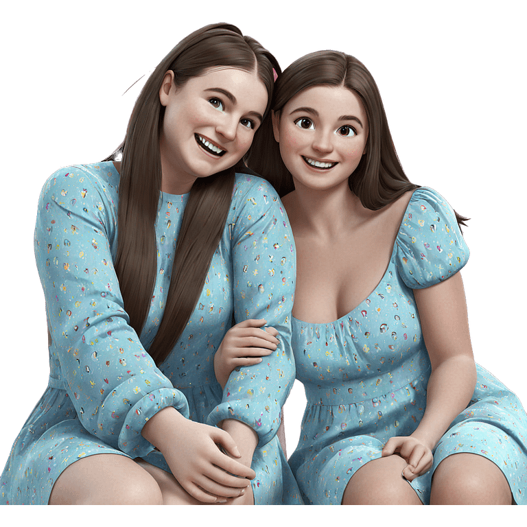 smiling girls in colorful dresses emoji