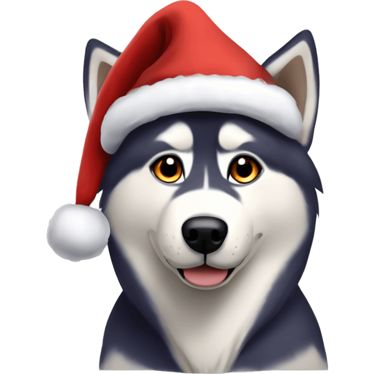 Husky wearing a Santa hat ￼￼ emoji