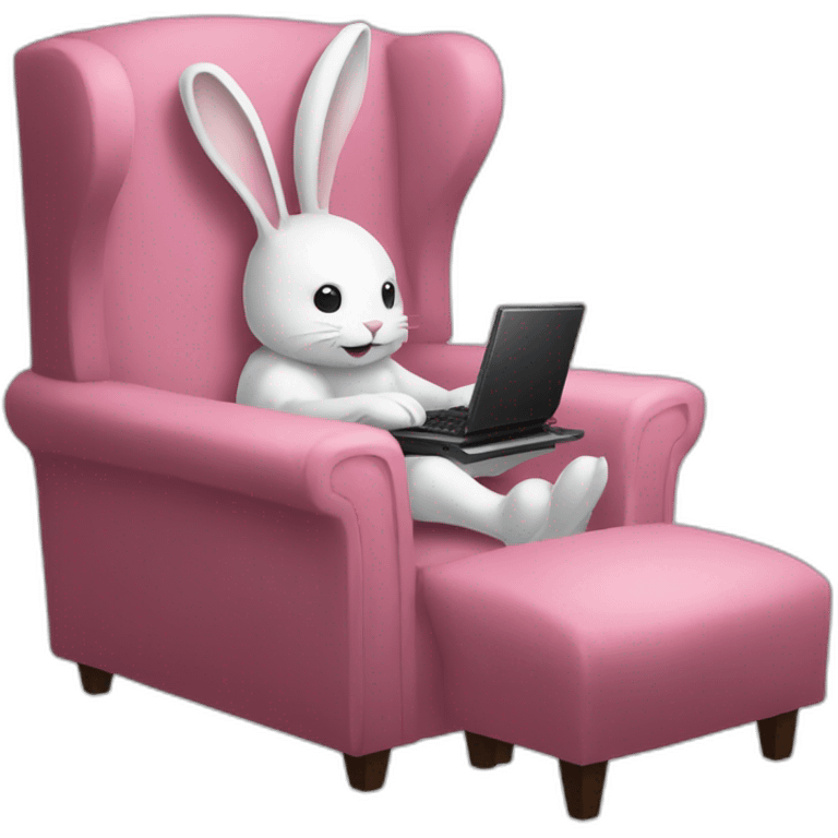 yugy bunny playing computer on pink chair dark souls 2 emoji