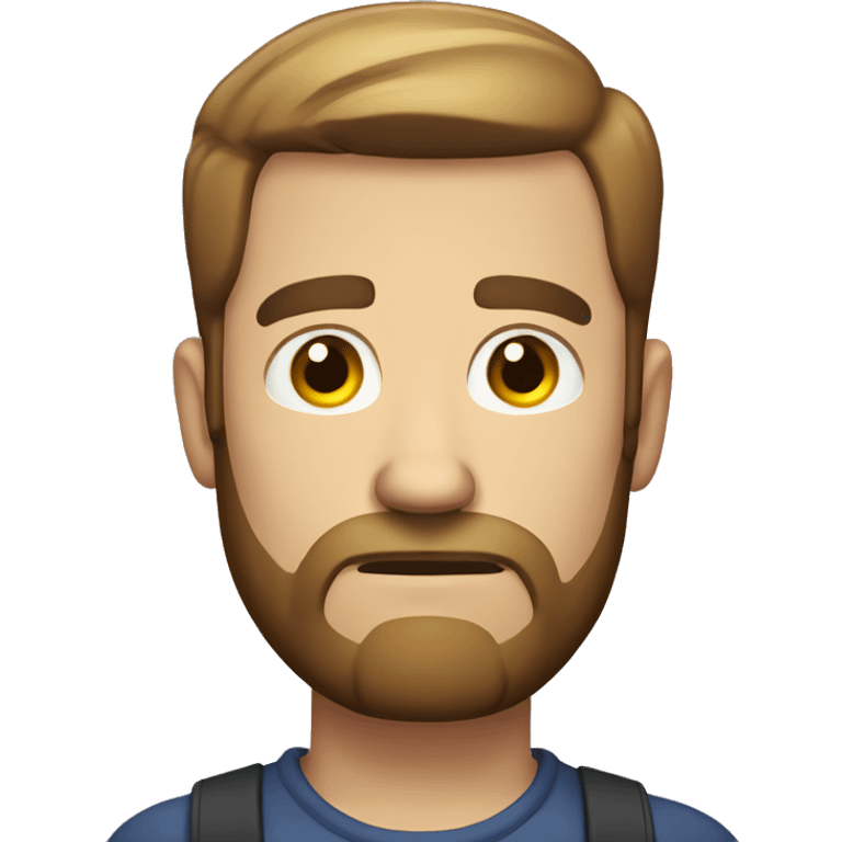 white man with brown beard and short hair and disappointed expression emoji