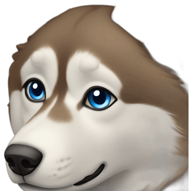 A brown husky with blue eyes emoji