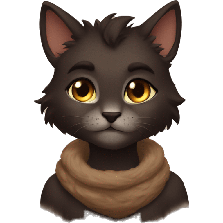 Anthro Shy Cute Cool Edgy Pretty Dark Brown Furry Feline Animal Anthro Sona emoji