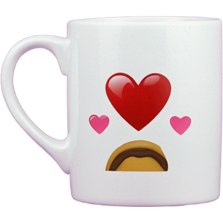 valentines theme coffee mug with heart shaped handle  emoji