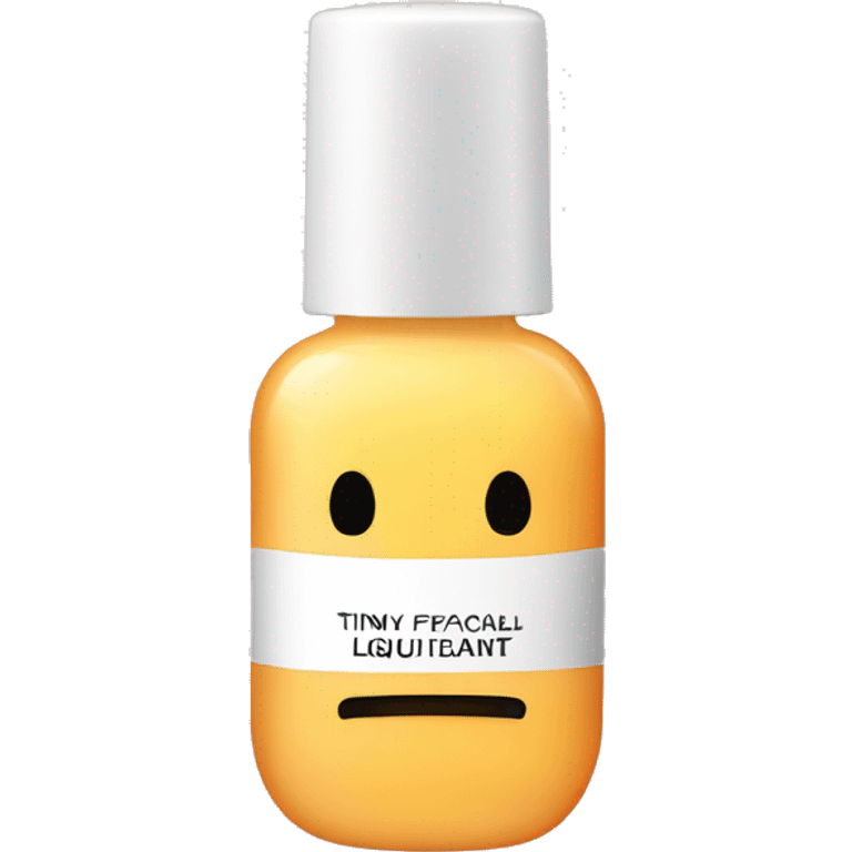 tiny facial exfoliant liquid bottle with label emoji