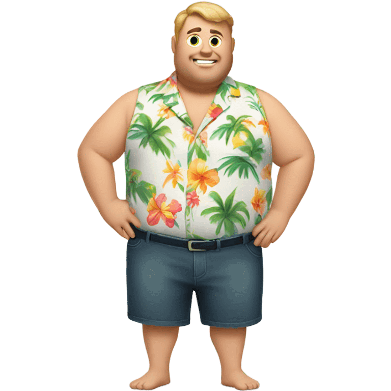 Chubby white guy in hawai shirt and underwear emoji