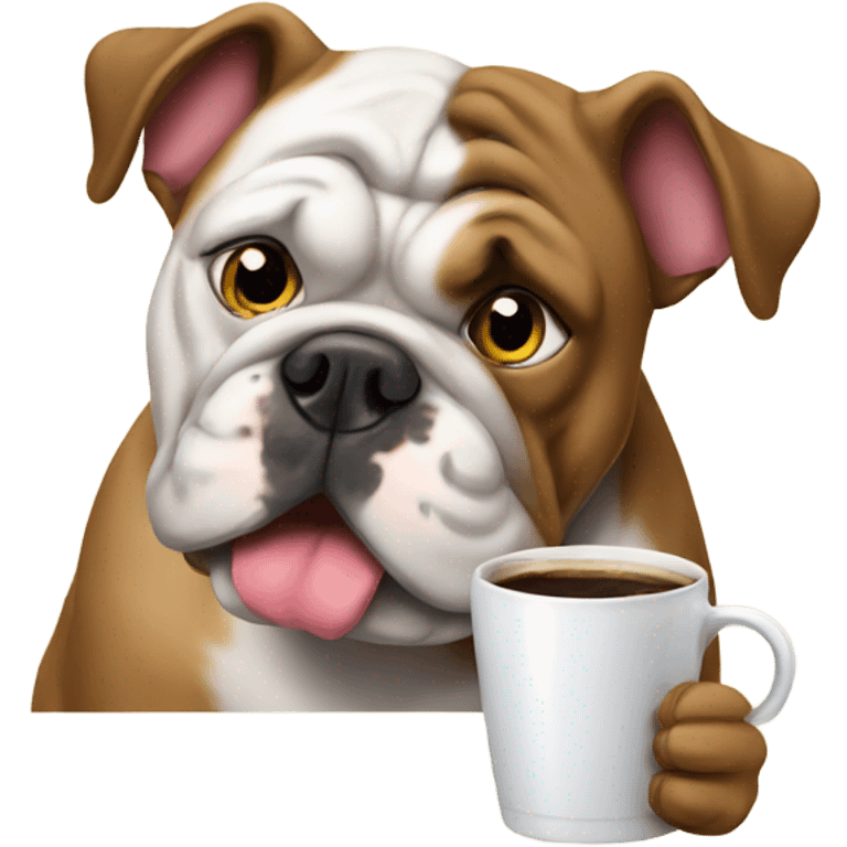 Bulldog drinking cofe  emoji