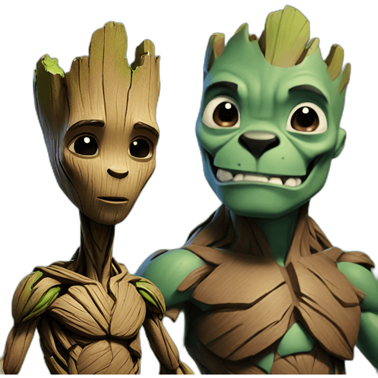 Groot and Stitch next to eachother emoji