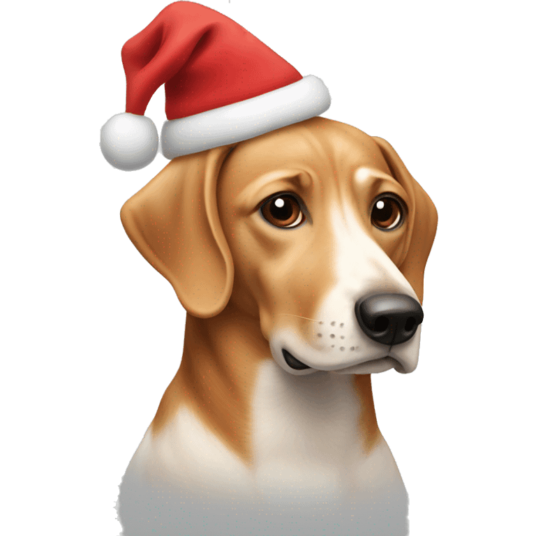 Weener dog wearing Christmas hat emoji