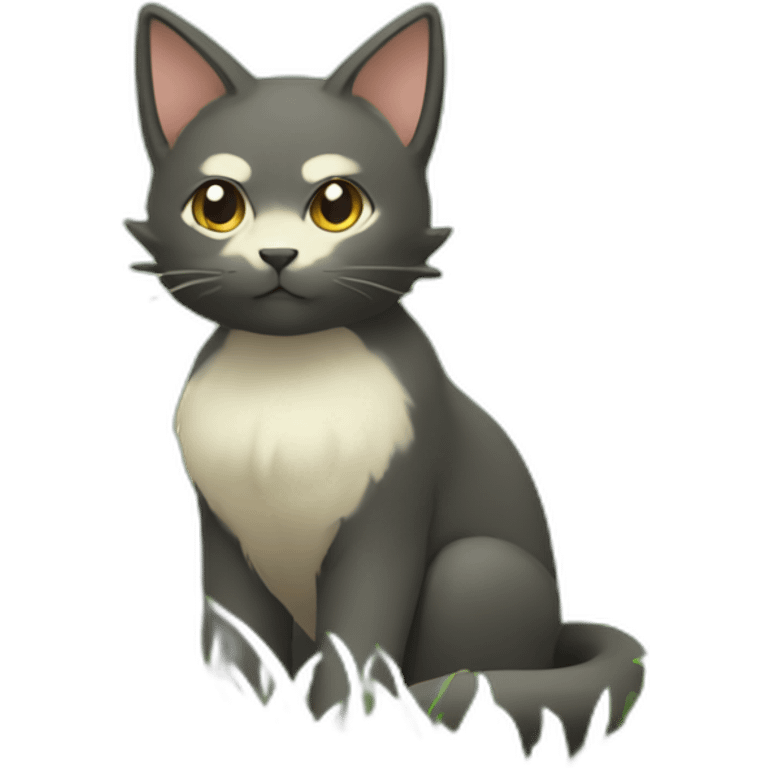 Sitting-bicolor-grass-type-pokemon-cat emoji