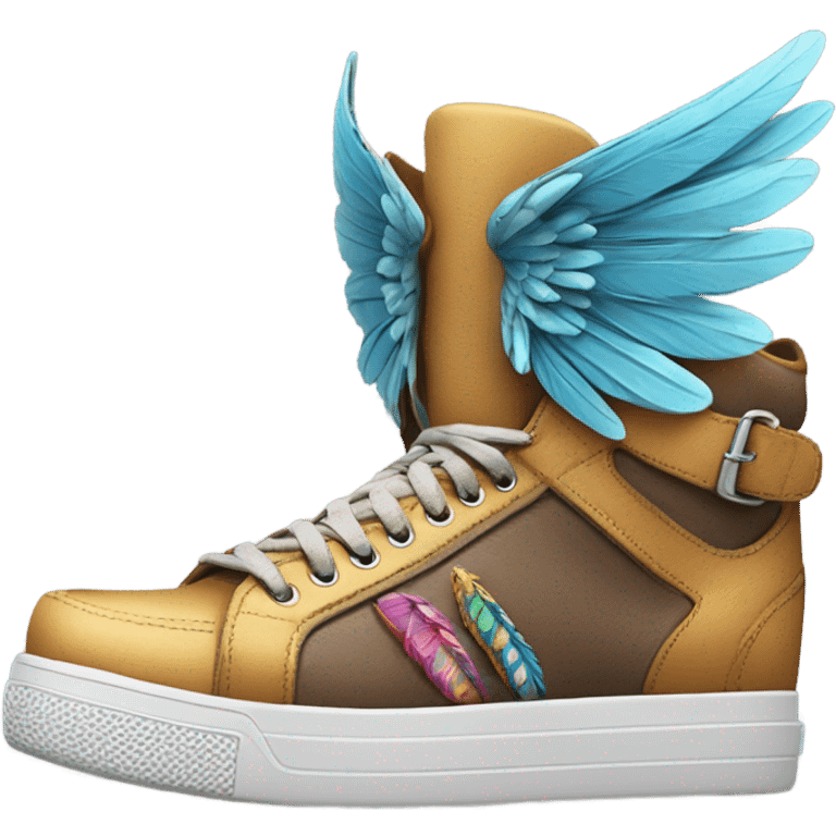 Footwear with wing emoji