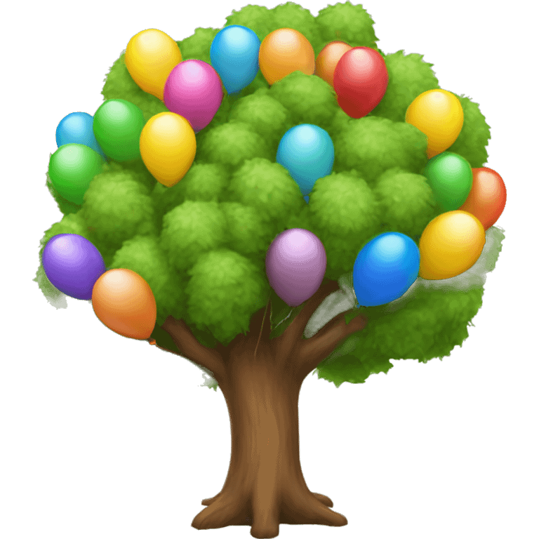 Tree with birthday balloons emoji