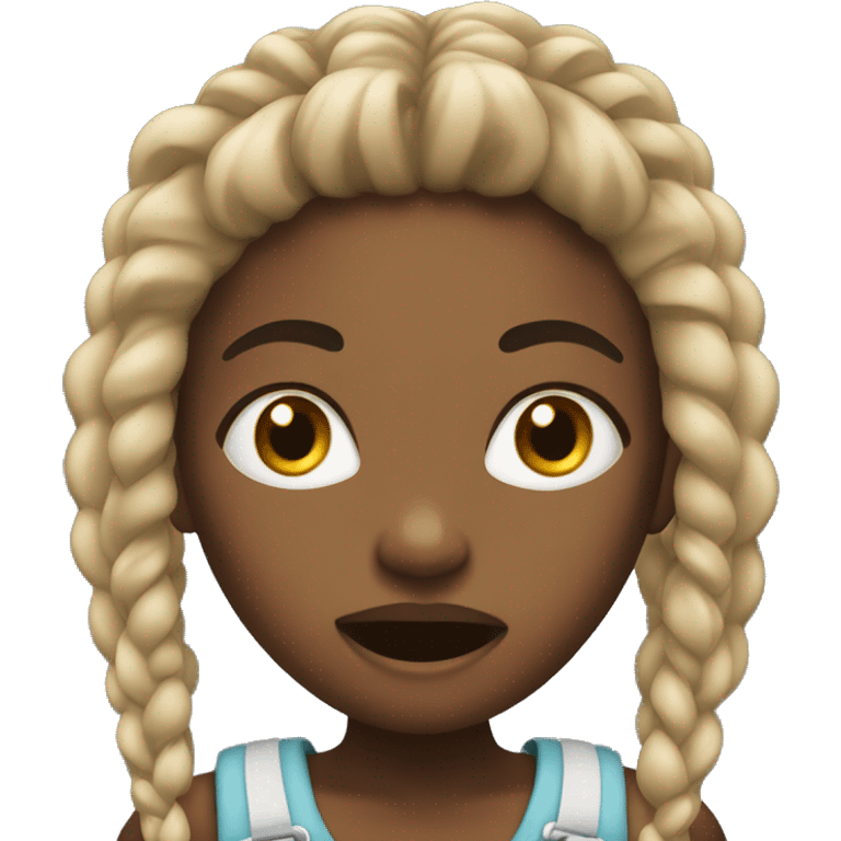 Black girl with black and blond braids yelling  emoji