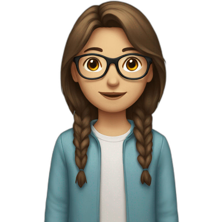 Girl with brown hair, glasses and boy emoji