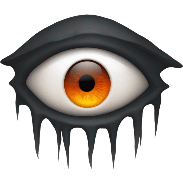 Sauron's eye with vertical slit pupil, orange iris, in a dark Mordor tower emoji