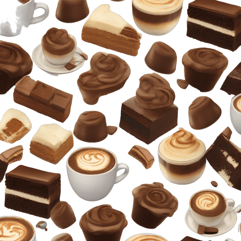 Cappuccino and part of chocolate cake  emoji