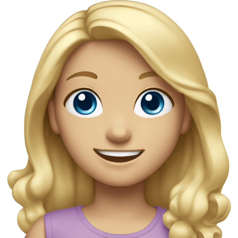 smiling girl with blonde hair blue eyes emoji