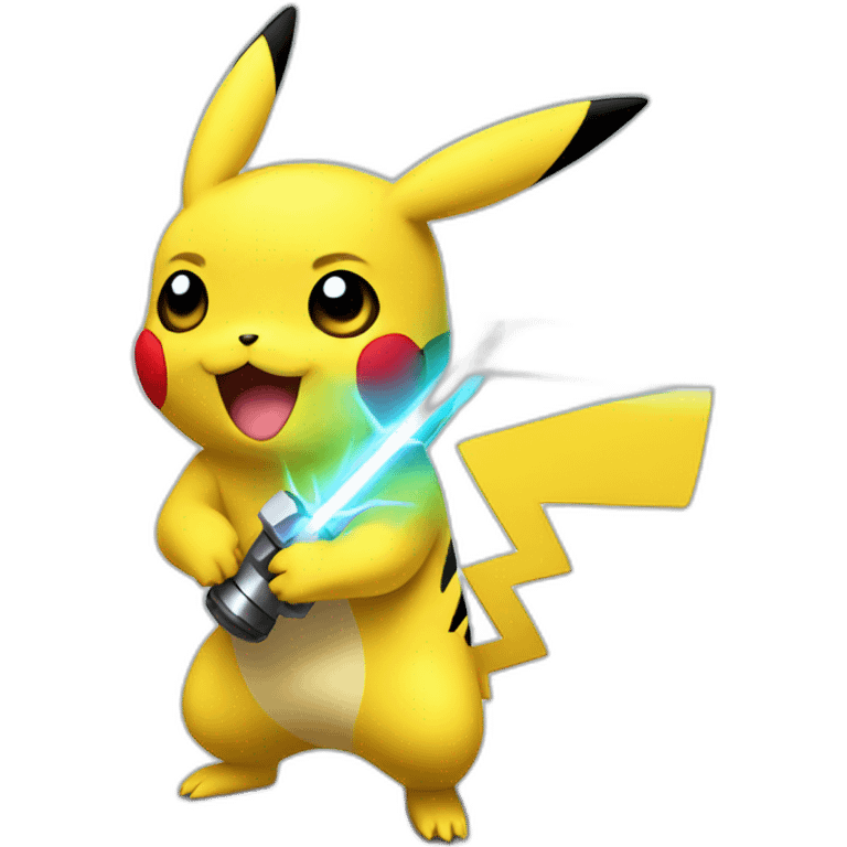 Pikachu holding laser sabre emoji