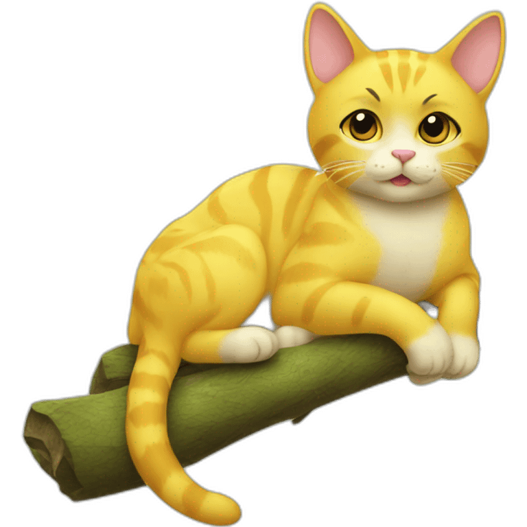 A yellow cat on a branch emoji