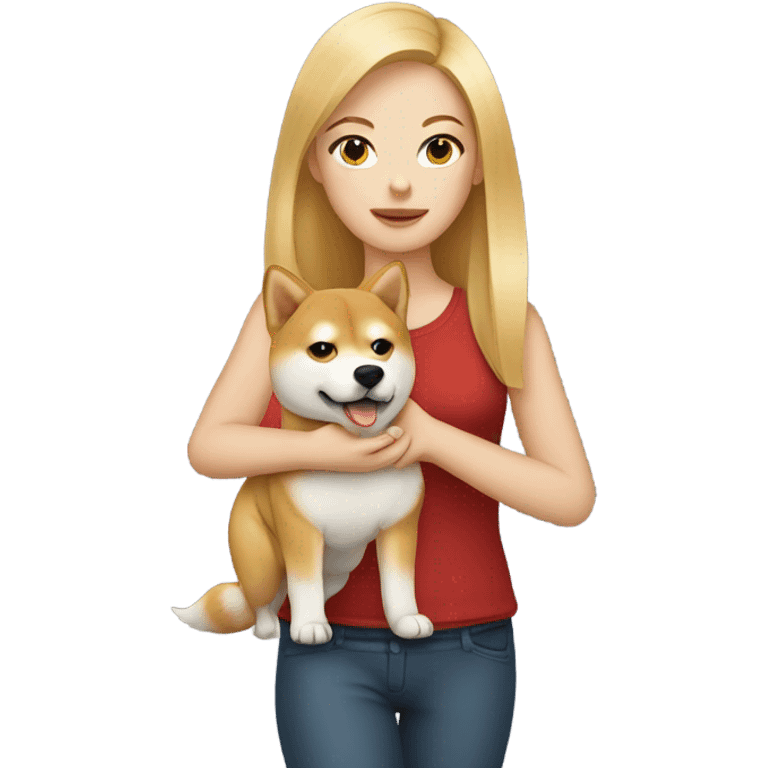 blonde girl with shiba inu emoji