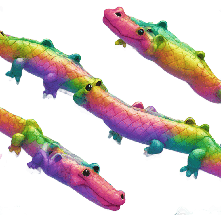 Lisa Frank, rainbow cute alligator  emoji