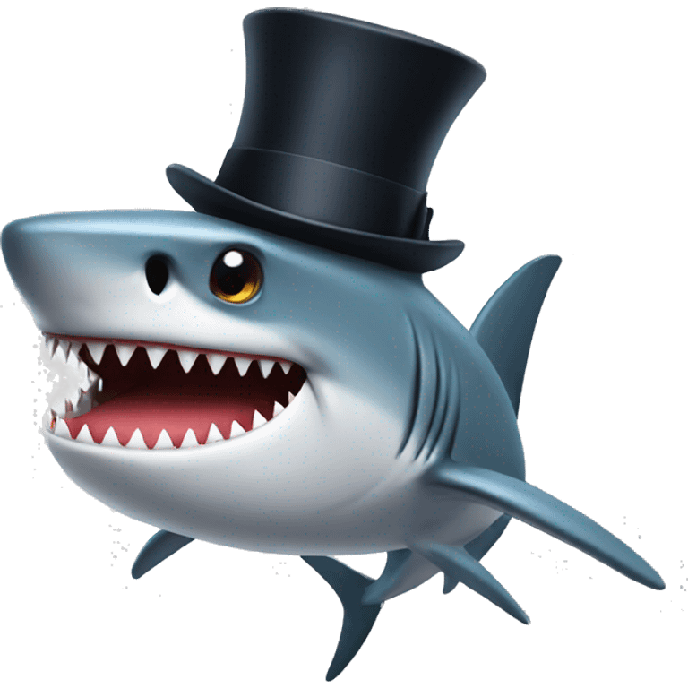 Shark with a top hat emoji