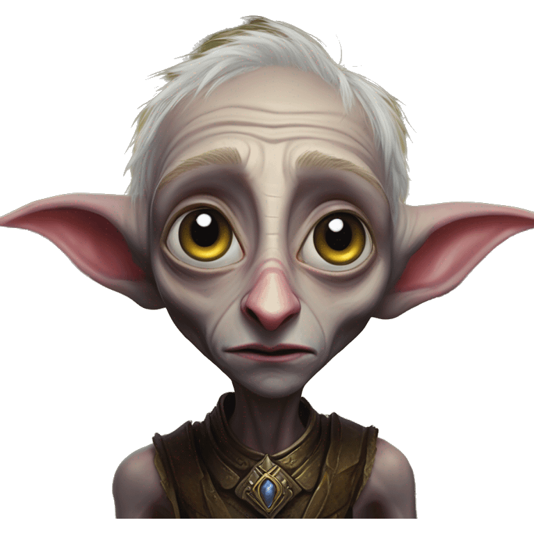 Night Elf dobby in Warcraft style, oil paint, mysterious eyes, intricate lips, masterpiece portrait, beautiful, desirable, logical emoji