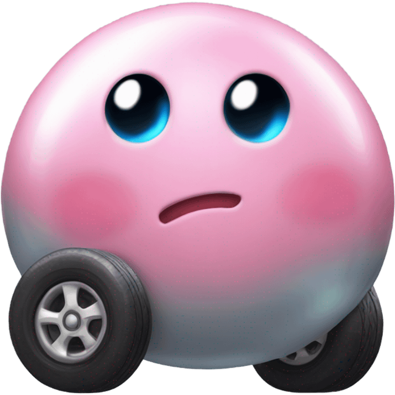 cute eyes Kirby Metal ball with on 4 car wheels  emoji