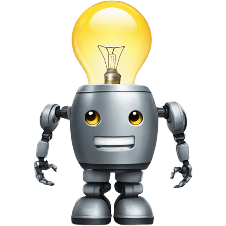 robot holds a light bulb emoji