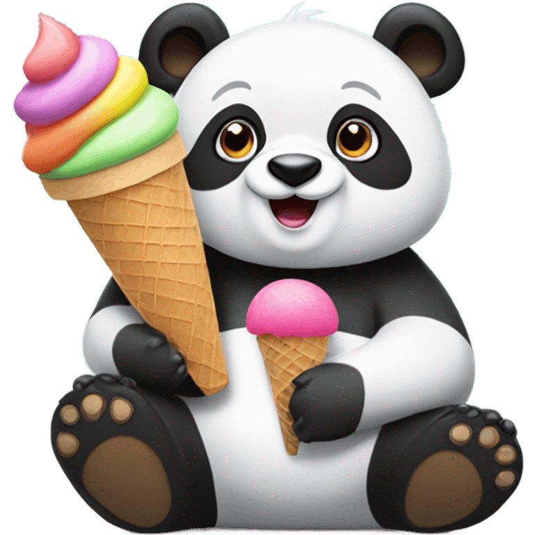 Panda eating ice cream emoji