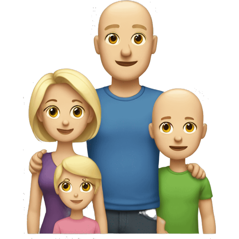 Blonde mom, bald dad, two sons, and one daughter emoji