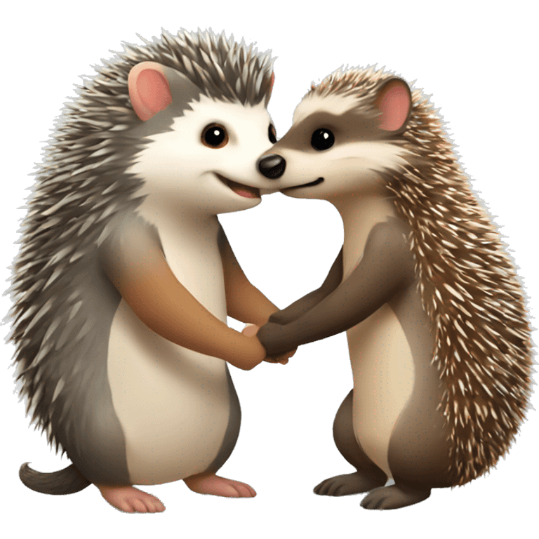 hedgehog and ferret holding hands emoji