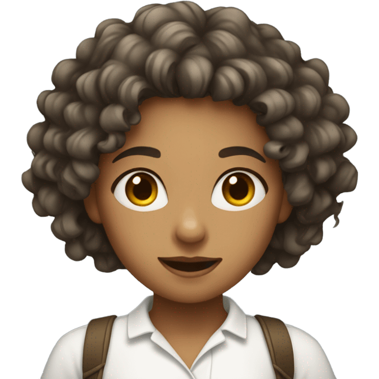 girl with white shirt and curly hair emoji