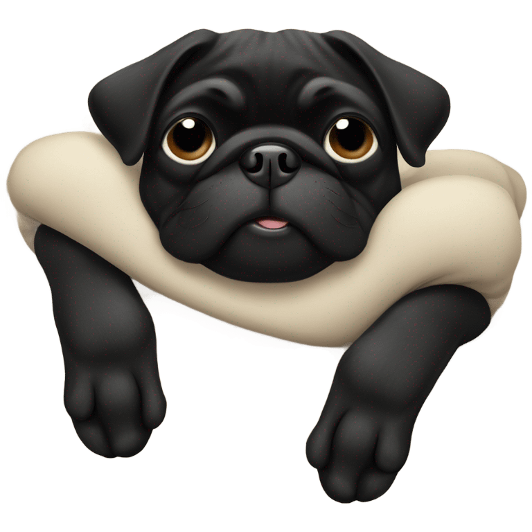 Black pug sleeping upside down with feet in the air emoji