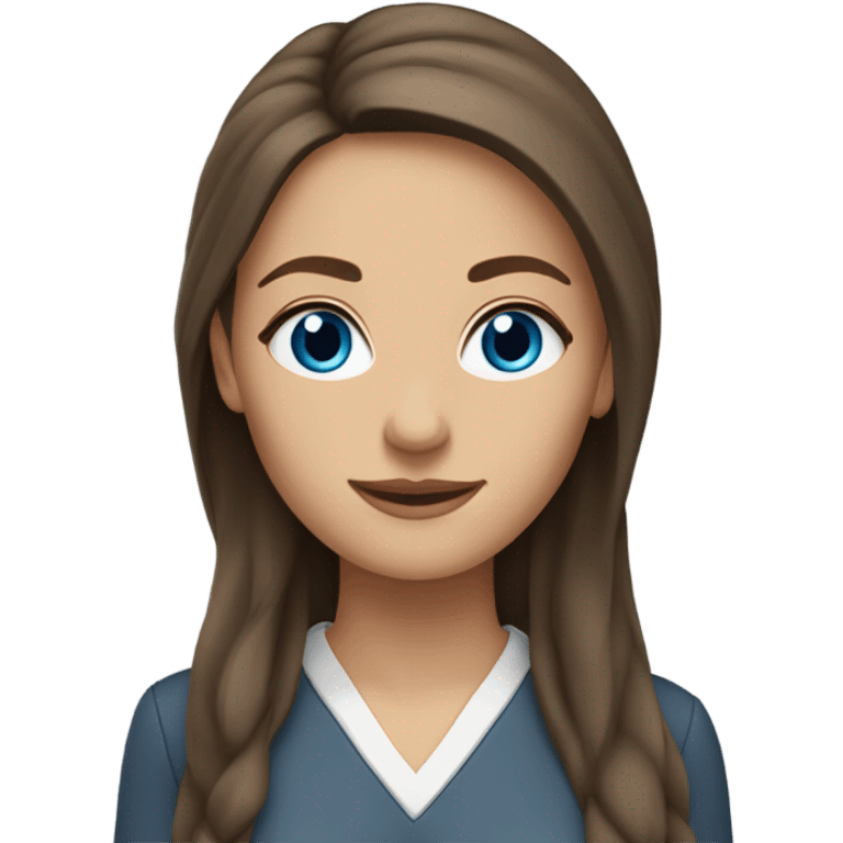 Female Teacher with long brown hair, ensure she has blue eyes and it’s earring sports clothing emoji