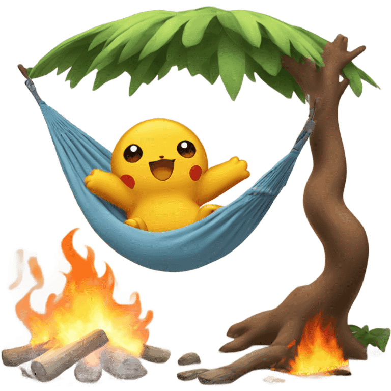 Snorelax the Pokémon is chillin in a hammock while everything is on fire emoji