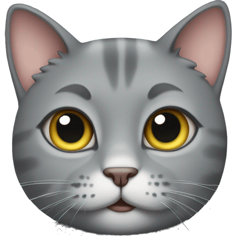 Cute grey cat, not fat emoji