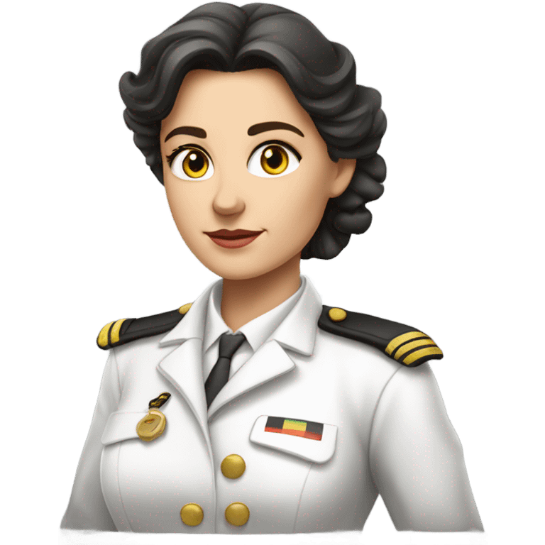 German Ship Captain Woman white Uniform dark hair emoji