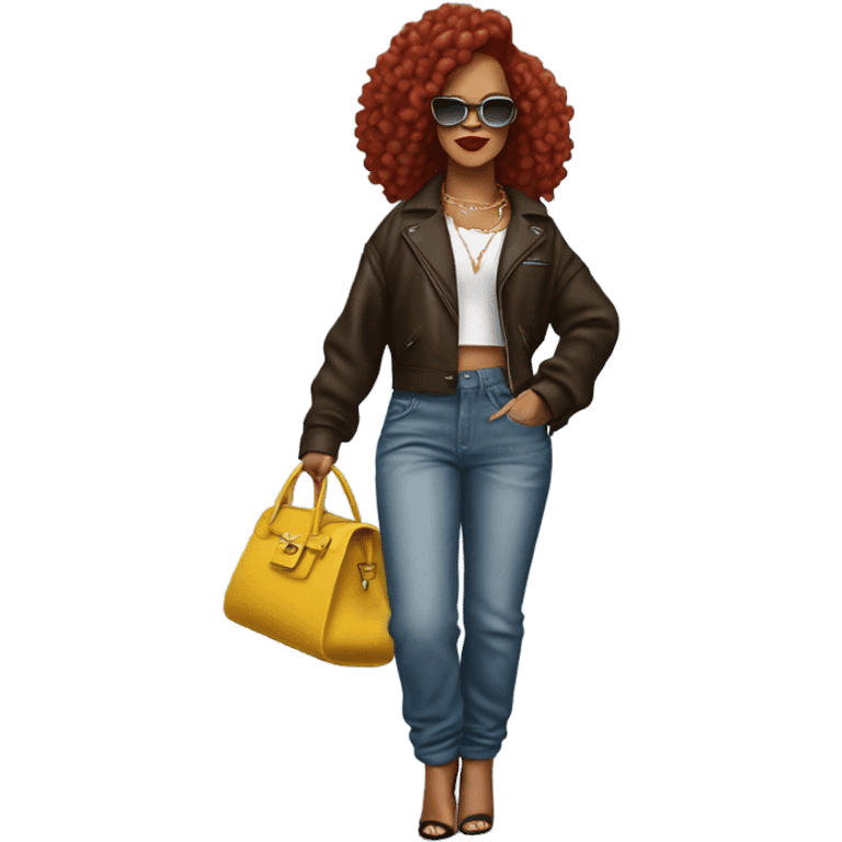 Rihanna with bag emoji