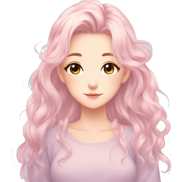 Gorgeous Beautiful Anime-Pastel-Girl with pretty hair aesthetic emoji