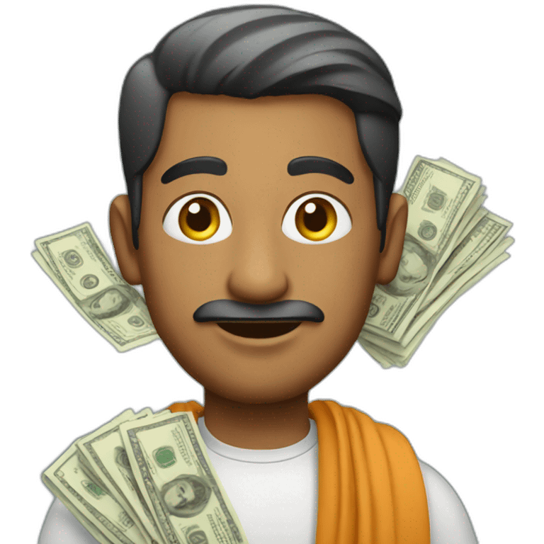 Indian man with money emoji