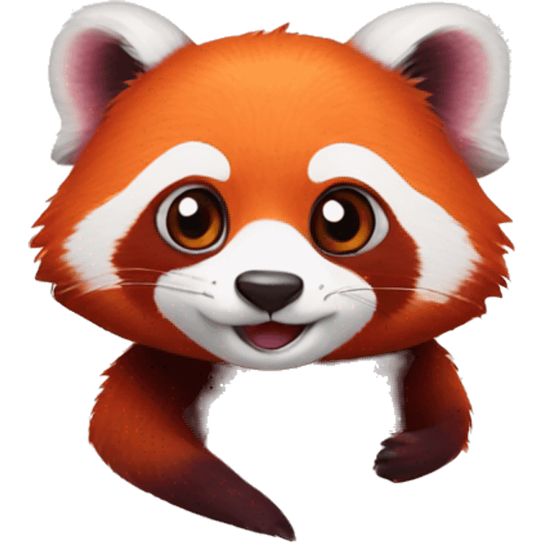 Red Panda with love hearts around it emoji