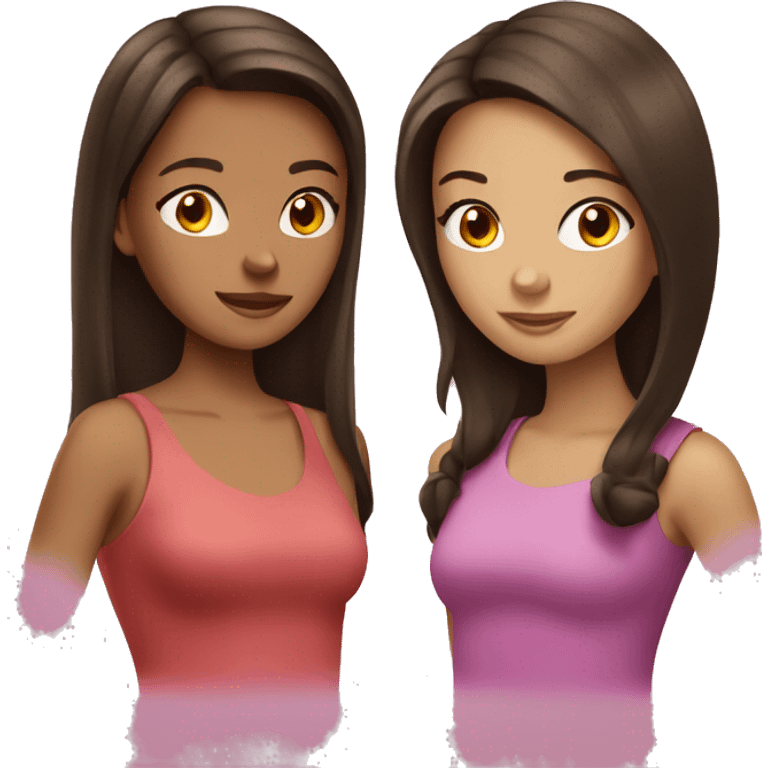 two brunette girls  emoji