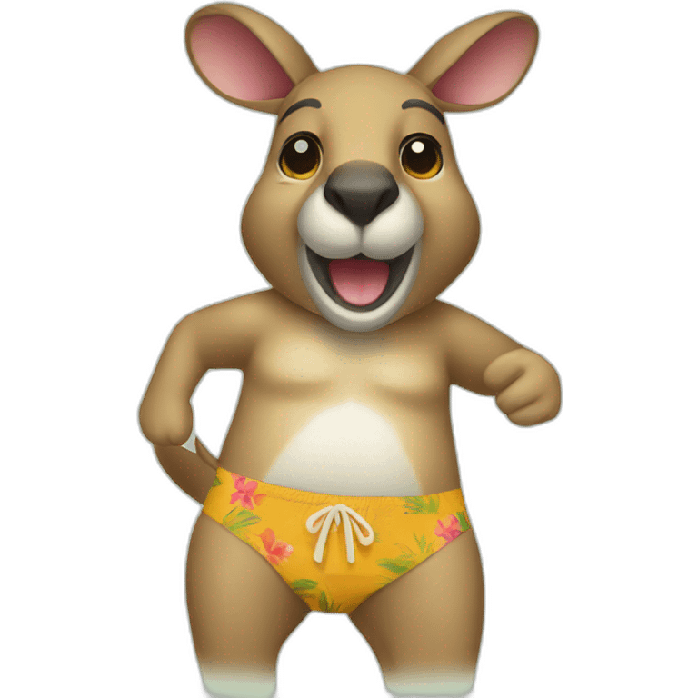 a kangaroo wearing an hawaii bath trunk emoji